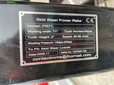 2026 GIYI GY-PR71 Skid Steer Power Rake Divers - Accessoires pour chargeuse à différentiel (Unused)