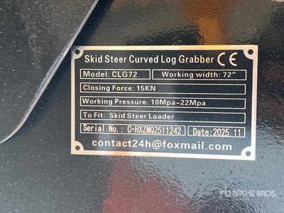 2026 GIYI GY-CLG72 Skid Steer Grapple (Unused)