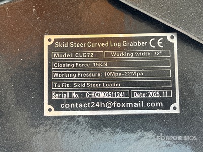 2026 GIYI GY-CLG72 Skid Steer Grapple (Unused)