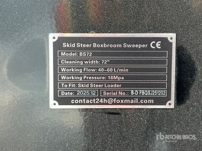 2026 GIYI GY-BS72 Skid Steer Sweeper (Unused)