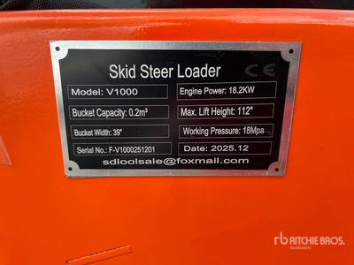 2026 SDLOOL SL-V1000 Skid Steer Loader (Unused)