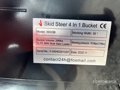 2026 GIYI GY-XKH39 Mini Skid Steer Bucket (Unused)