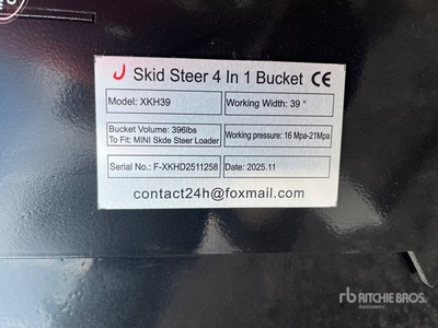 2026 GIYI GY-XKH39 Mini Skid Steer Bucket (Unused)