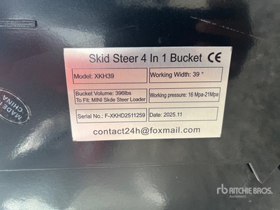 2026 GIYI GY-XKH39 Mini Skid Steer Bucket (Unused)