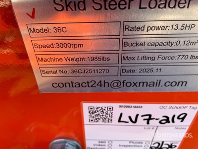 2026 SDLOOL SL36C Chargeuse à direction à glissement (Unused)