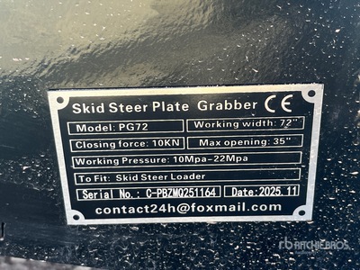 2026 GIYI GY-PG72 Skid Steer Grapple (Unused)