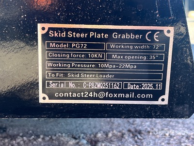 2026 GIYI GY-PG72 Skid Steer Grapple (Unused)