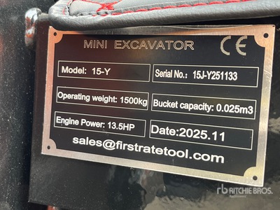 2026 VICSEC VC15J-Y Mini Excavadora (Unused)