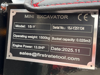 2026 VICSEC VC15J-Y Mini Excavadora (Unused)