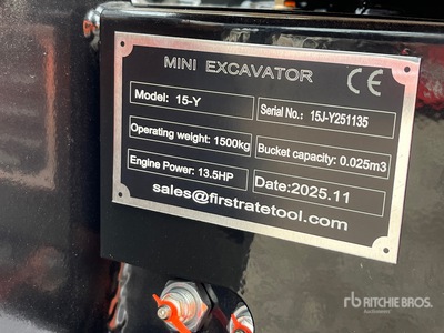 2026 VICSEC VC15J-Y Mini Excavadora (Unused)