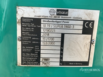 2018 Vogele SUPER 1900-3 Track Rozściełacz asfaltu