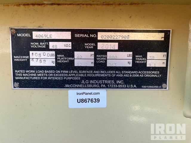 ELEVADOR TIJERA 2014 JLG 4069LE