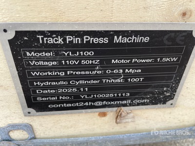 2026 SKLP SK-SYLJ100 Hand-Use Hydraulic Track Pin Press Machine (Unused)