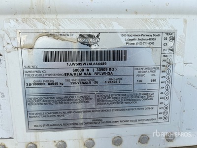 2004 Wabash 53 ft x 102 in T/A Remolque refrigerado