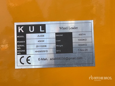 2025 KUL ZL938 Wheel Loader Wheel Loader (Unused)