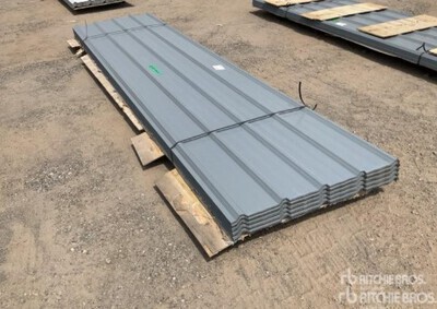 Quantity of (100) 12 ft x 3 ft Grey Steel Siding (Unused)