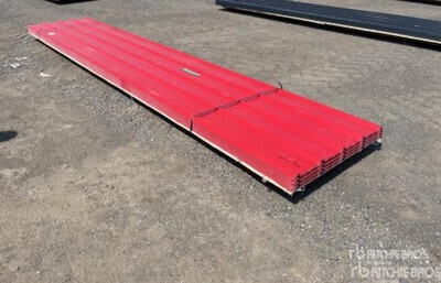 Quantity of (100) 16 ft x 3 ft Red Steel Siding/Roofing (Unused)
