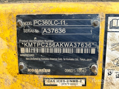 2020 Komatsu PC360LC-11 Tracked Excavator