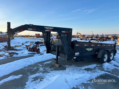 2007 H & H DG142 14 ft T/A Gooseneck Tipping Utility Trailer