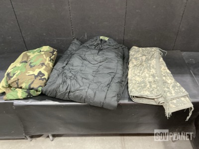 (17) Poncho Liners, (3) Sleeping Bags, (7) Bivy Covers & Assorted Items