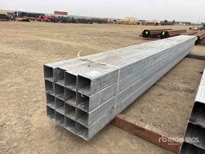 Quantity of (16) 4 in Square Blk 14 Gauge x 24 ft Steel Pipe (Unused)