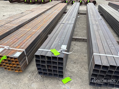 Quantity of (25) 3 in Square Blk 14 Gauge x 20 ft Steel Rohr (Unused)