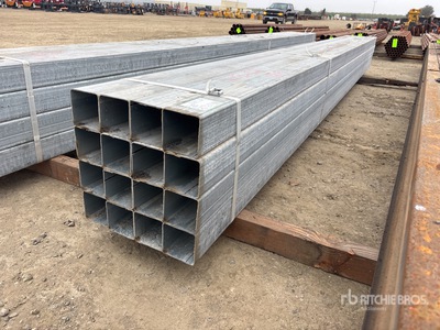 Quantity of (16) 4 in Square Galvanized 14 Gauge x 16 ft Pipe Varios. Industrial (Unused)