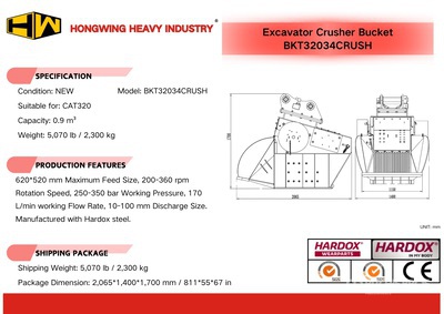 2025 HW BKT32034CRUSH 34 in Baggerbrecherlöffel - Fits Cat 320 (Unused)