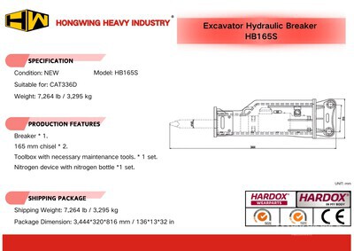 2025 HW HB165S ブレーカー - Fits Cat 336D (Unused)