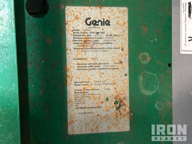 ELEVADOR TIJERA 2016 GENIE GS4047