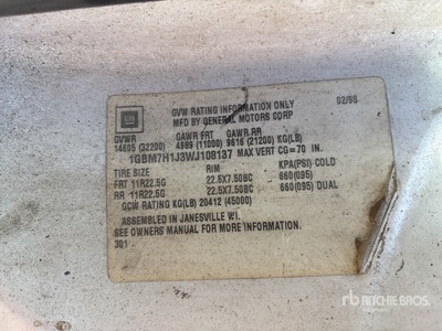 1998 Chevrolet 7500 Asphalt Distributor Truck