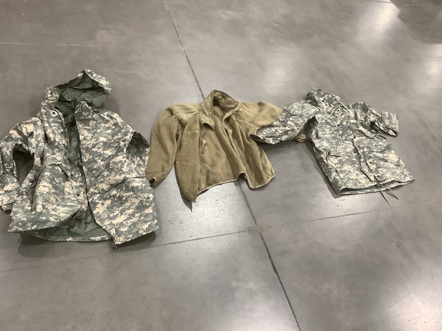 (3) Cold Weather Parka, (54) Cold Weather Jackets & Assorted Items