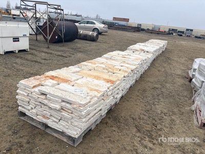 Quantity of (10) Pallets of Austin Texas White Sunflower Blend Limestone 4 - 8 In. Veneer Pierres (Unused)