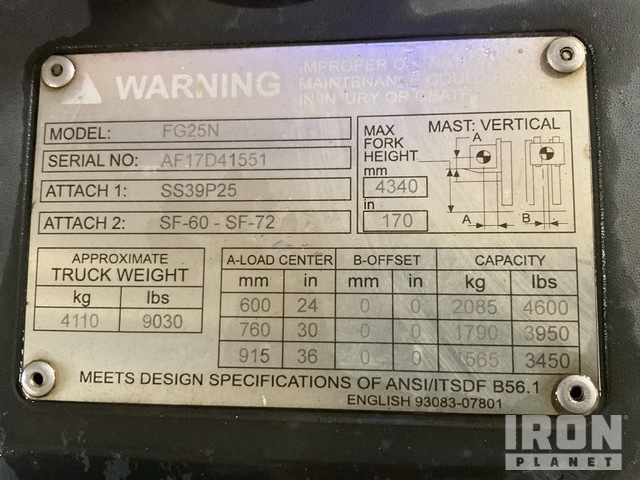 MONTACARGAS 2015 MITSUBISHI FG25N