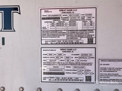 2022 Great Dane 53 ft T/A Remorque frigorifique