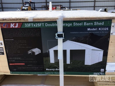 KJ K3325 Double Garage Steel Barn Shed - Unused