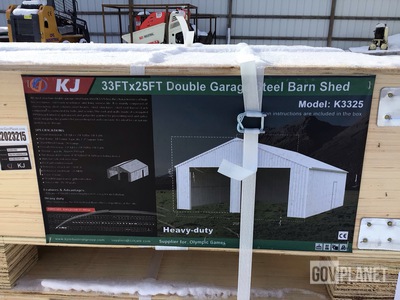 KJ K3325 Double Garage Steel Barn Shed - Unused