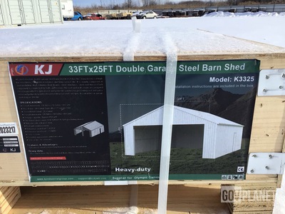 KJ K3325 Double Garage Steel Barn Shed - Unused