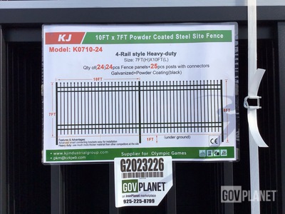 (24) Pieces of KJ Powder Coated Steel Fence w/(25) Post Connectors - Unused