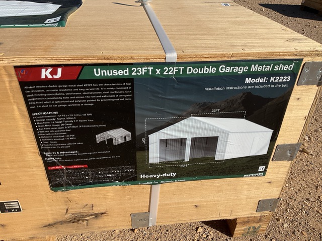 KJ K2223 Double Garage Metal Shed - Unused