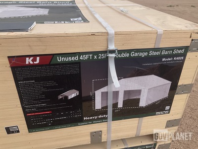 KJ K4525 Double Garage Steel Barn Shed - Unused