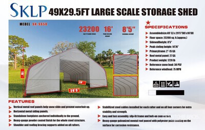 2026 SKLP SK-SS50 29 ft x 49 ft Bâtiment d'entreposage (Unused)