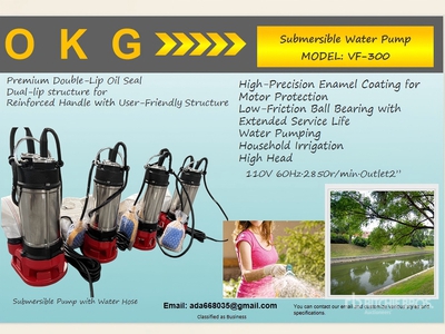 Quantity of (4) 2025 OKG VF-300 Quantity of (4) 2025 OKG VF-300 Lote de Bombas de Agua Sumergibles (Sin Usar) / Electric Submersible Water Pump (Unused) Electric Submersible Water Pump (Unused)