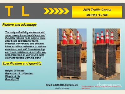 Quantity of (270) 2025 TL C-70P Lote de Conos de Trafico (Sin Usar) / プレッシャーウォッシャー (Unused)