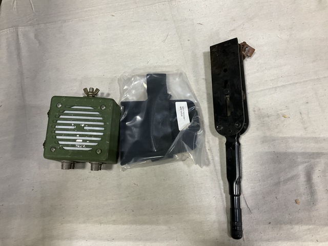 (3) Webbing Straps, (1) Loudspeaker-Amplifier, (10) Levers & Assorted Items