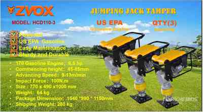 Quantity of (3 ) 2025 ZVOX HCD110-3 Jumping Jack Tamper (Unused)