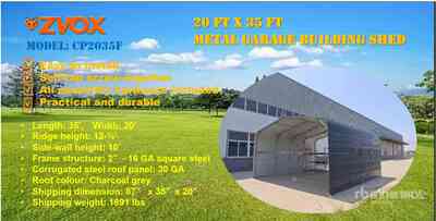 2025 ZVOX CP2035F 20 ft x 35 ft Metal Tettoia per Auto (Unused)