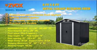 2025 ZVOX MS0808 8 ft x 8 ft Metal Szopa (Unused)
