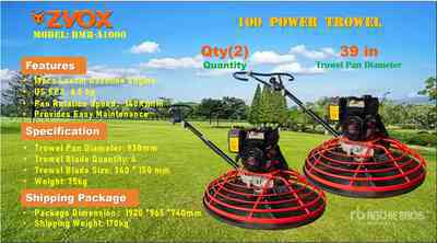 Quantity of (2) 2025 ZVOX DMR-A1000 Power Trowel (Unused)