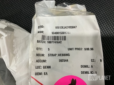 (31) Lock Sets, (37) Shear Bolts, (5) Webbing Straps & Assorted Items